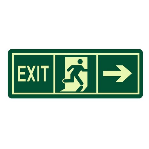눈에 잘 띄는 영어 EXIT 비상구 안내 부착식 야광 표지판 스티커, 형광, 1개