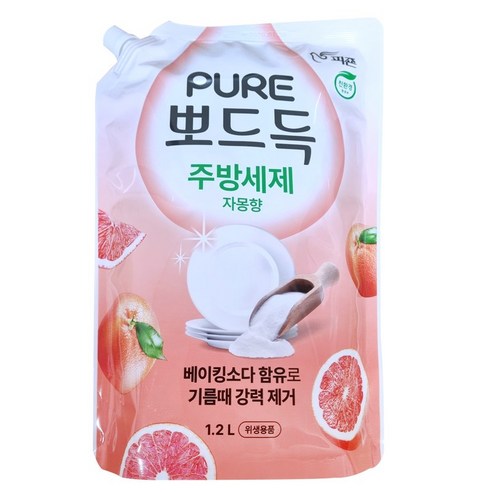 피죤퓨어 뽀드득 주방세제 자몽향, 1개, 1.2L