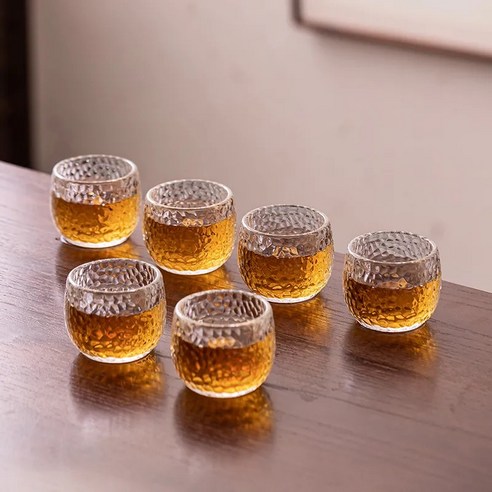 BLOWFISHFUGU 크리스탈 글라스 찻잔 유리 찻잔 유리찻잔세트 찻잔세트 75ML, 투명색A, 6개