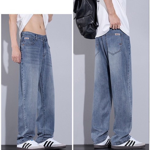 비비디아 남성 쿨 맥스 아이스 원단 빅사이즈 청 데님 바지 와이드 탠셀 청바지 (S~6XL) 5625