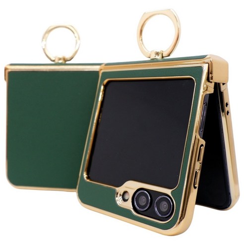 이노빌리 갤럭시 Z플립 3 4 5 6 7 거치 핑거링 천연소가죽 힌지보호 케이스 호환