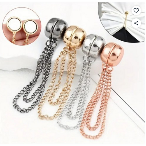 COVERONE 다기능 자석 체인 마그네틱 단추 의류 패션 클립 4종세트, 4개, 블랙1P+골드1P+실버1P+로즈 골드1P