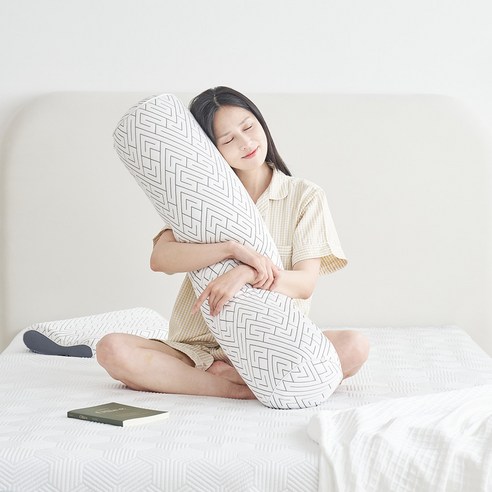 냉감 바디필로우 임산부 안고자는 긴 베개 롱쿠션 죽부인, 화이트