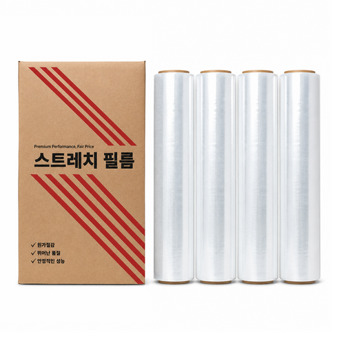 에이스 공업용랩 스트레치 필름 15mic x 500mm x 350m, 4개, 투명