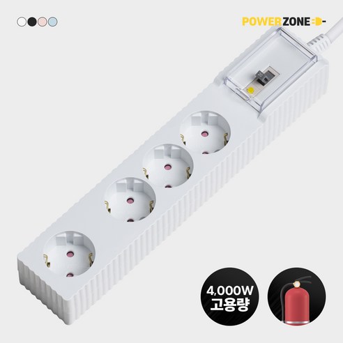 파워존 웨이브 자동소화 고용량 멀티탭4구 누전차단 50cm 1.5m 3m 5m 7m 에어컨 냉풍기, 1.5m화이트, 1개
