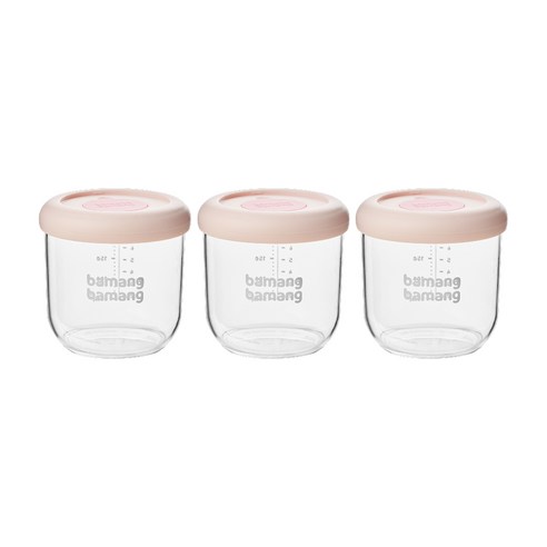 바망바망 이유식 용기, 3개, 핑크, 240ml