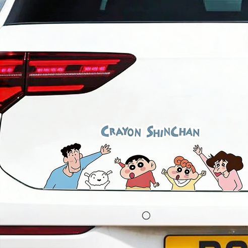 래미리아 짱구 가족 창문 스티커 차량용 스티커, 1세트, 대:51*17cm + 소:29*10cm