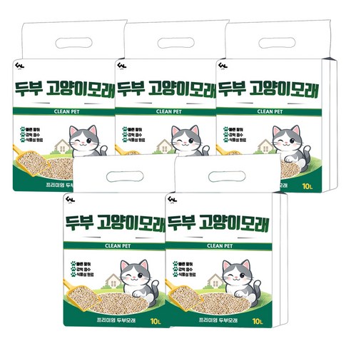 씨엔앨라이프 두부 고양이모래, 5개, 10L, 오리지널