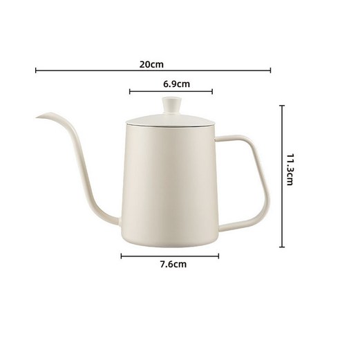 Zoovit 홈용 스테인리스 드립 주전자 미니 커피포트, 베이지, 1개, 350ml