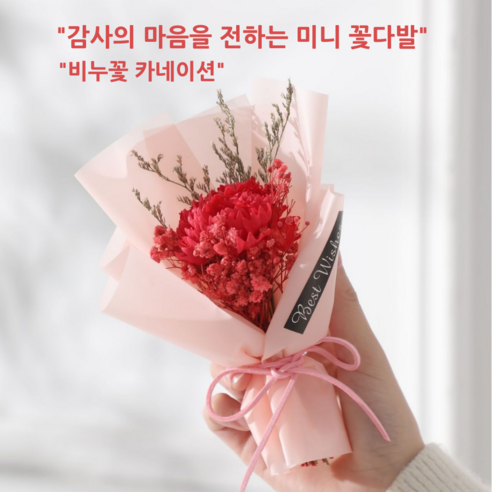 비누꽃 카네이션 꽃다발 미니꽃다발 가정의 달 어버이날 부모님선물 스승의날 감사선물, 1개, RED