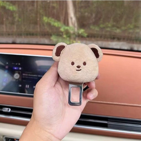 BROWMODA 차량용 귀여운 안전벨트 버클 연장 클립, 곰돌이, 1개