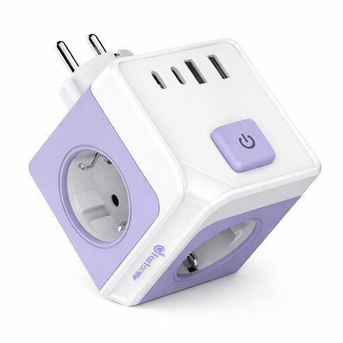 [2026년형]폭스룸 USB C타입 4000W 고출력 가전 안심사용 큐브 멀티탭, 1개, 퍼플, 7.6cm 1개, 퍼플, 7.6cm