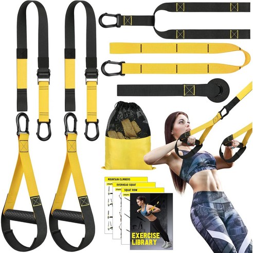 TRX1P 서스펜션 트레이닝 밴드 - 홈용 코어 운동 저항 밴드, 1박스, 빨간색