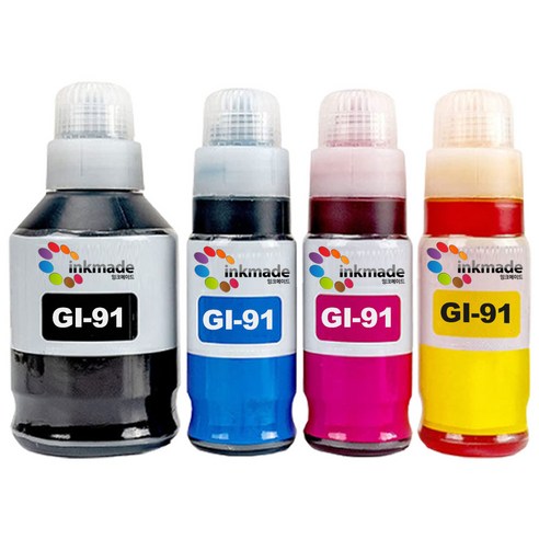 잉크메이드 캐논 GI-91 호환 잉크 4색세트 G2960 G3960 G1920 G3920 G2923 G2920 G3923 ...
