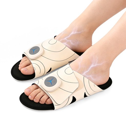 CozyTemp EMS 저주파 발마사지기 슬리퍼형 무선 발 안마기, 아이보리