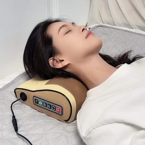 PIONEER 목어깨 안마 베개 베개 마사지기 안마기 온열 3단계 강도 조절 자석 케어 화이트 골드