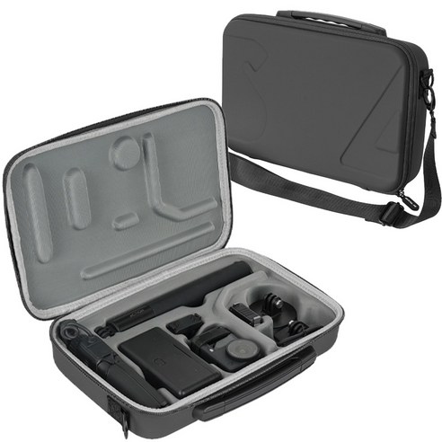 써니라이프 DJI 오즈모 액션6 어드벤처콤보 케이스+넥스트랩 액션캠 보호 카메라 수납 가방 액세사리, 블랙