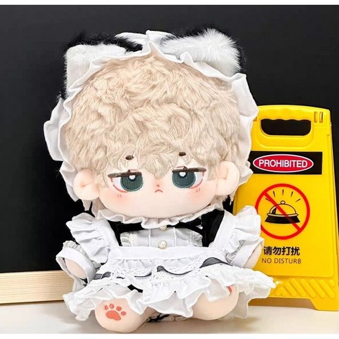 모카돌 10cm 20cm 솜인형옷 고양이 메이드복 3종세트, 블랙, 1개 블랙, 1개
