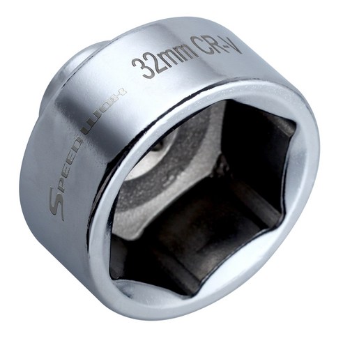 SPEEDWOX 32mm 오일 필터 소켓 렌치 로우 프로파일 오일 필터 렌치 소켓 오일 필터 제거 도구 6점 소켓 3/8인치 드라이브 GM 폭스바겐 호환, 1개, Silver