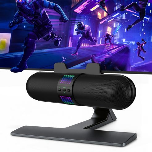 BESTISAN 2채널 멀티미디어 RGB 레인보우 LED 게이밍 블루투스 사운드바 스피커, 블랙, SE02