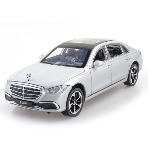 마이카 다이캐스트 금속 1:24 벤츠 S400L 모델 합금 자동차 모형 피규어 장식, 1개, 01_실버