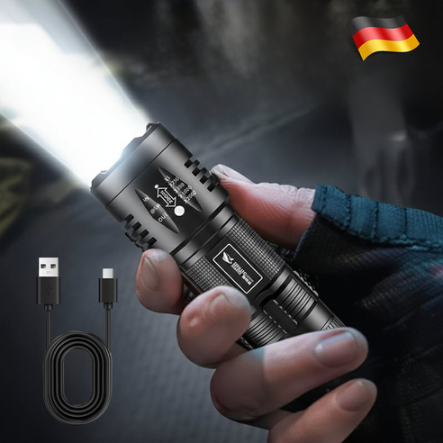 led 작업등 초강력 랜턴 방수 손전등 줌라이트 C-TYPE 간편충전 충전식 손전등, 1개, 블랙 줌 랜턴-[3단 조광]