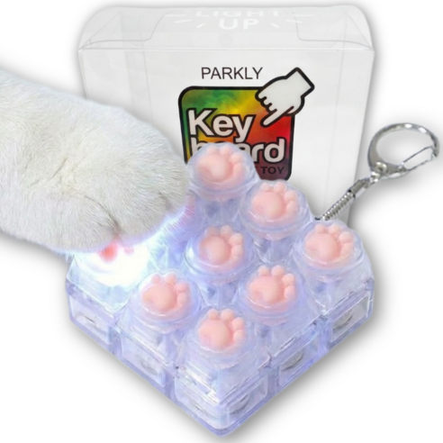 팍클리 고양이 LED 키보드 키캡 키링 9구, 말랑 투명(핑크) 젤리, 1개