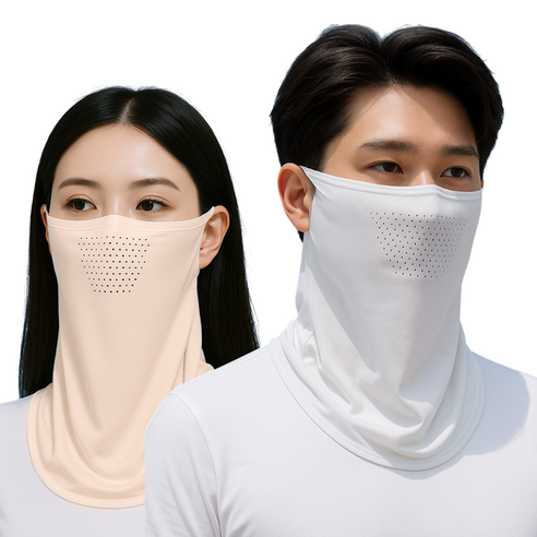믿추 자외선차단 스포츠마스크 쿨마스크 골프 러닝 등산용, 스킨+화이트, 2개