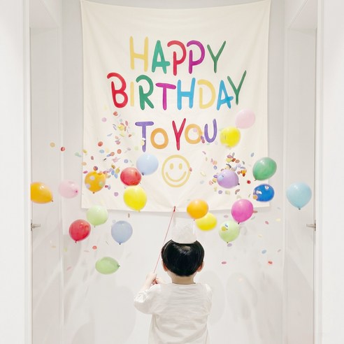 서프라이즈 현수막 풍선 생일 세트, 1개, 스마일