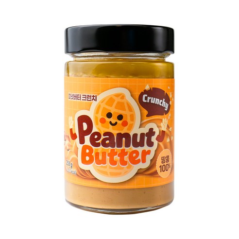 피넛버터 크런치 땅콩 100% 땅콩버터 무가당 무첨가, 1개, 250g