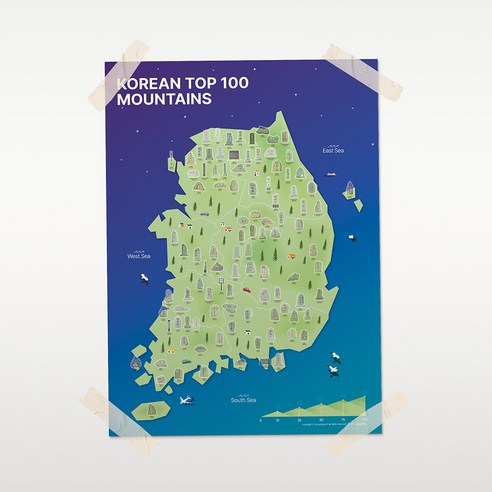 바이소품 100대명산 등산 지도 산림청 우리나라 등산지도 버킷리스트 챌린지 트레킹 여행