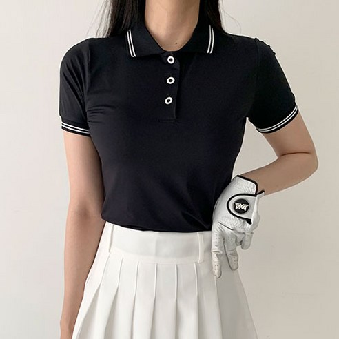 [순이야] J.여성 카라 띠 배색 기능성 반팔