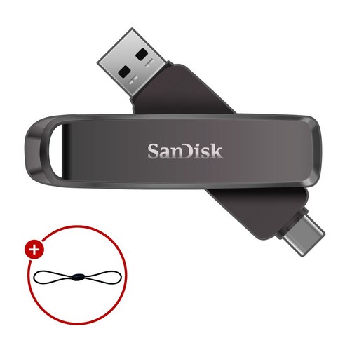 샌디스크 Extreme PRO Dual Drive USB Flash Drive 3.2 GEN 2 SDDDE1 + USB 고리줄, 1개, 512GB