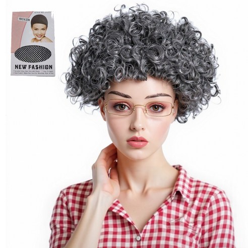 반짝이는일상 탱글한 웨이브 짙은 회색 뽀글머리 가발, 1개, 혼합색상