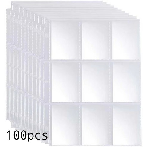 하이하바 3공 9포켓 단면 리필 속지 225 x 296 mm 투명 10개입, 100개, 1매입