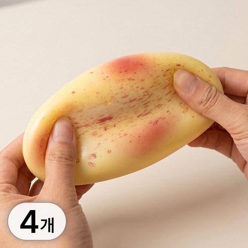 투데이리빙 4개 세트 감자빵 말랑이 스퀴시 주물럭 스트레스 해소 말랑 쫜득, 45g, 옐로우