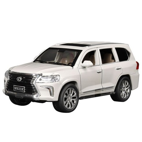마이카 다이캐스트 금속 1:24 렉서스 LX570 모델 SUV 자동차 모형 전시 피규어 장식, 1개, 화이트