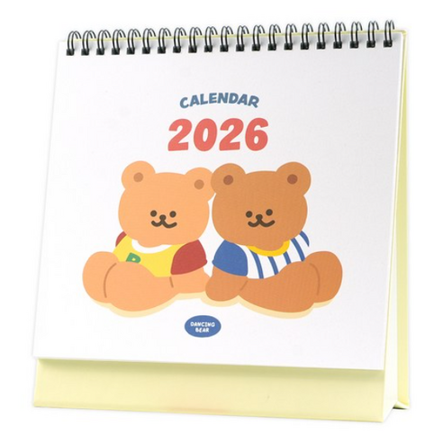 핑크풋 2026 댄싱베어 탁상 달력, 혼합색상, 1개