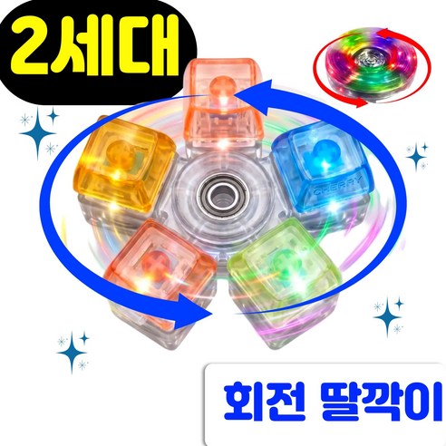 리아벤 키캡 LED 스피너 딸깍이 2세대 장난감 선물, 1개, 레인보우