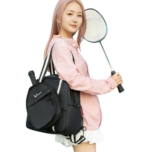 다용도 탈부착 스포츠 백팩 배드민턴 라켓백 피클볼가방, 1개, 블랙