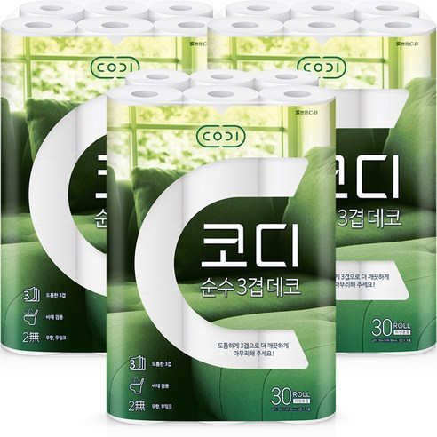 쌍용씨앤비 CODI 순수한 데코 3겹 30m 30롤 x 3개 30롤, 3... 솔직 후기 | 실사용자 리뷰 분석 썸네일