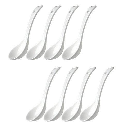 본차이나 도자기 국물 일식 스푼세트 테이블스푼 우동 쌀국수 국물 스프 숟가락, 8개, 화이트