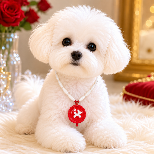 이쿠이칸 강아지 고양이 공용 목걸이 반려동물 악세사리HJCWXL2250, 1개, 화이트&레드