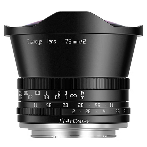 티티아티산 캐논 RF마운트 전용 광각 어안 단렌즈 APS-C 7.5mm F2, 캐논 RF 포트-블랙
