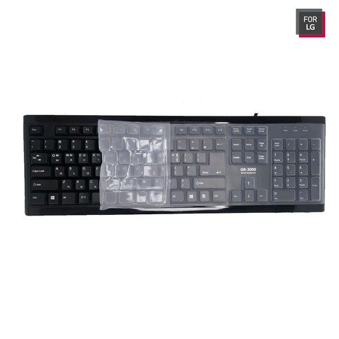 포엘지 라이센스LG 유선 USB 일반형 키보드 + 키스킨, 제조사축, GK-3000, 블랙