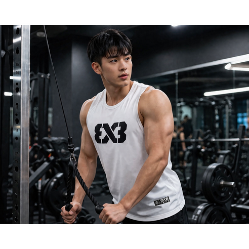 1+1 남자 헬스 나시티 머슬핏 운동복 민소매 트레이닝 헬스복 여름 쿨링