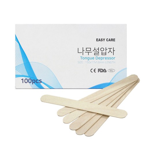 이지케어 설압자 100개 일회용 나무 혀누르개 스파출라 의료용 스틱 스파츌라 스파츌러, 1세트
