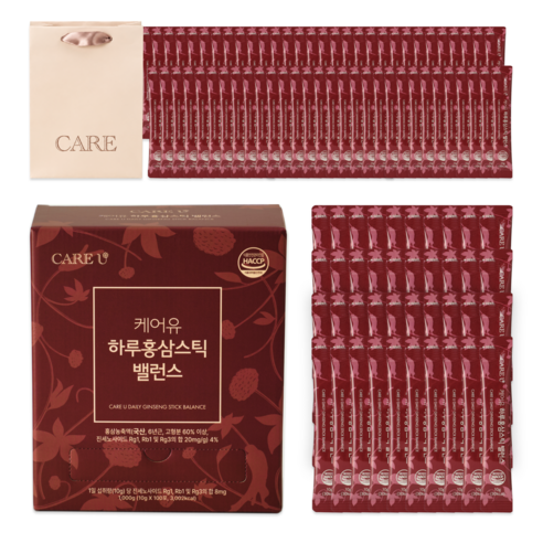 케어유 고려 홍삼스틱 국내산 6년근 실속형 대용량 하루 밸런스+쇼핑백 1... 맛있게 먹은 솔직 후기 - 상품 이미지 1