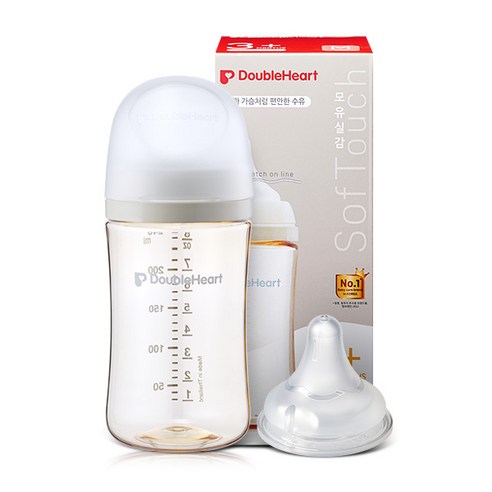 더블하트 모유실감 3세대 오후의베이지 240ml 싱글팩(젖병+젖꼭지 M), 1세트, 오후의베이지 젖꼭지(M)