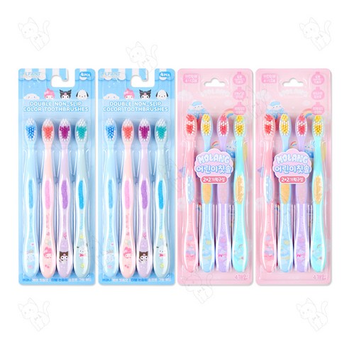 산리오 더블 논슬립 컬러 칫솔 4p+몰랑 어린이 칫솔 4p, 2세트, 8개입, 산리오 칫솔+몰랑 칫솔